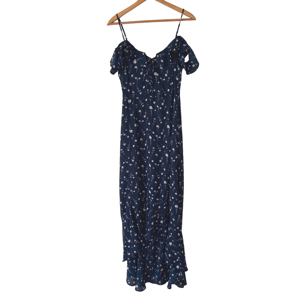 If By Sea Floral Off Shoulder High Low Maxi Dress Women Med Lace Up Cottage Boho
